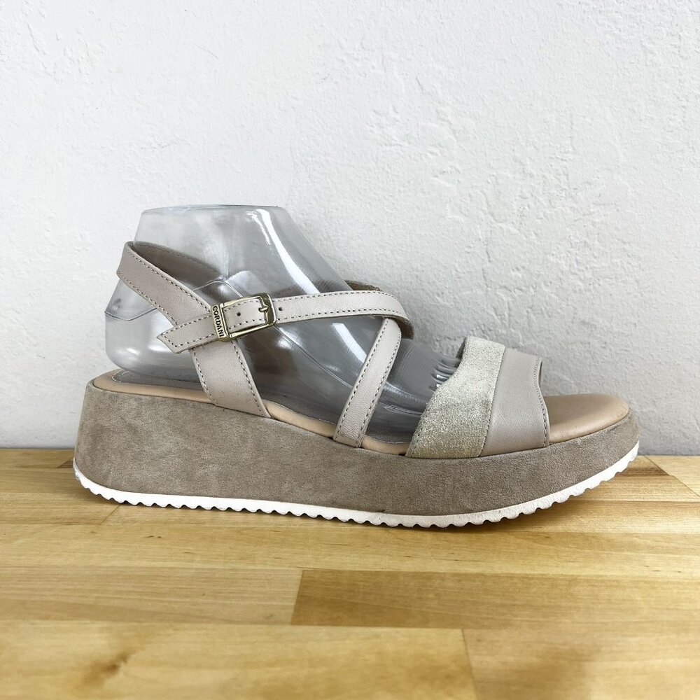 Cordani Slingback Wedge Sandals Sparkly Beige Made‎ in Italy Size 41 US 9.5